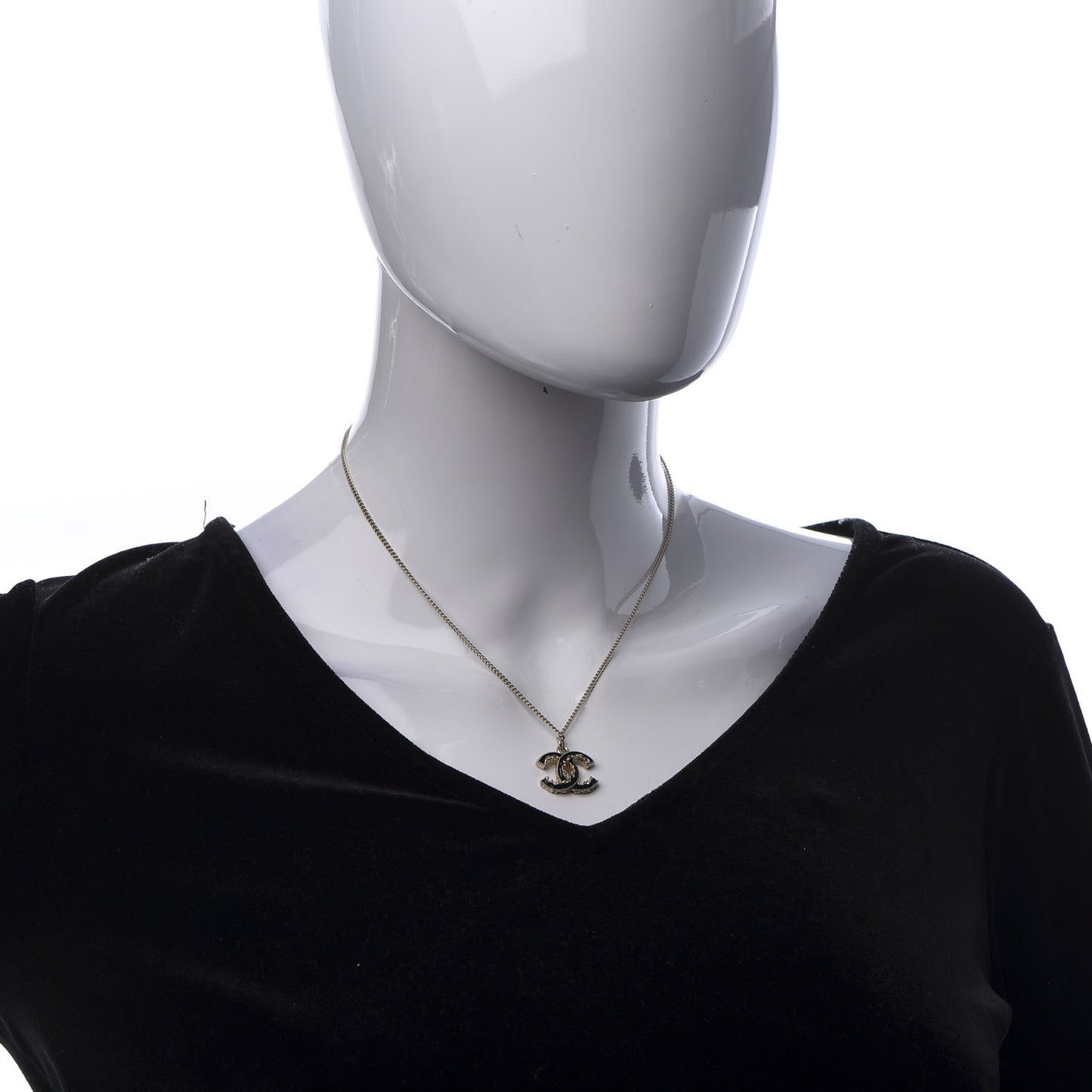 Enamel CC Baroque Necklace Black Gold