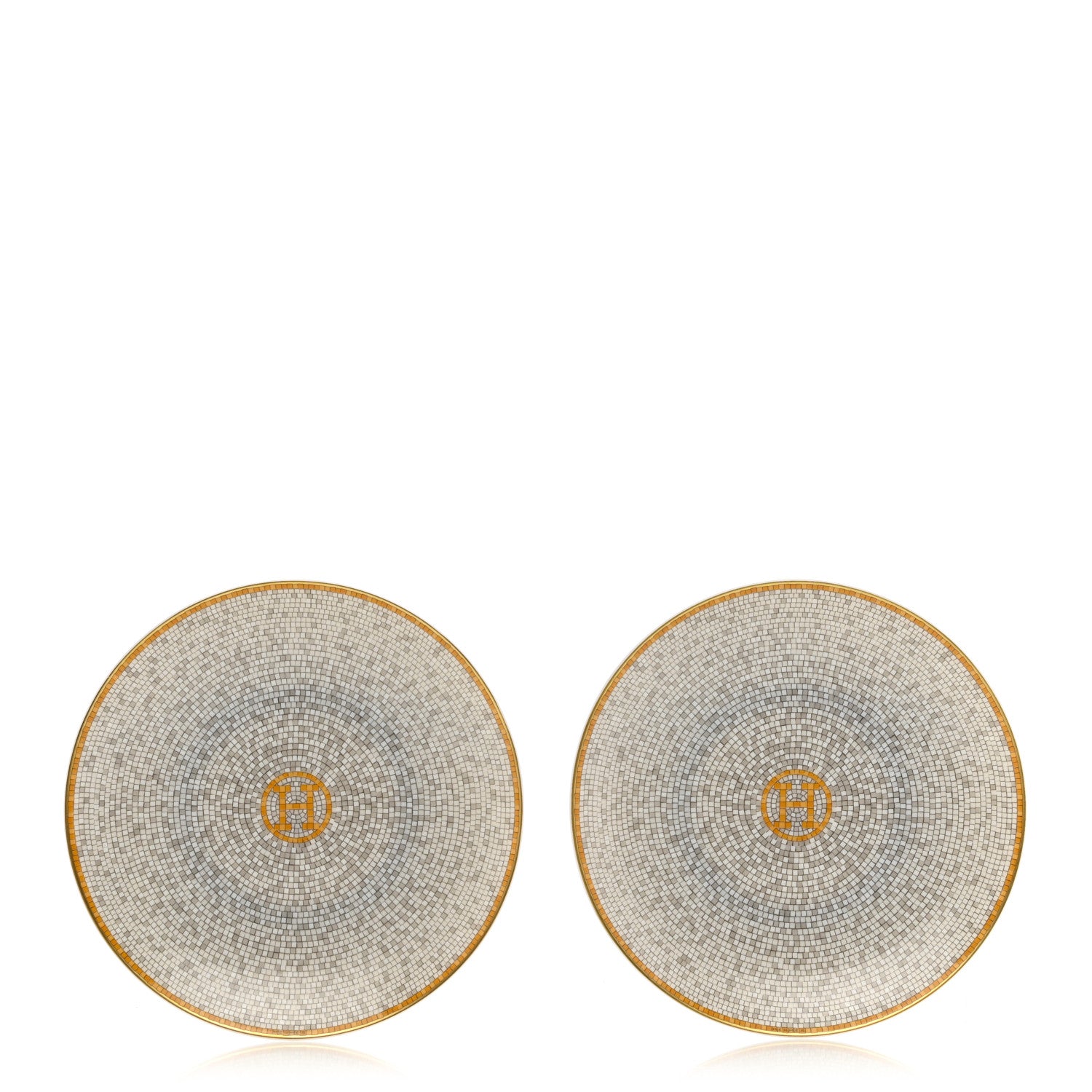 Hermes Porcelain Mosaique Au 24 Bread And Butter Plate Set of 2 1 of 7