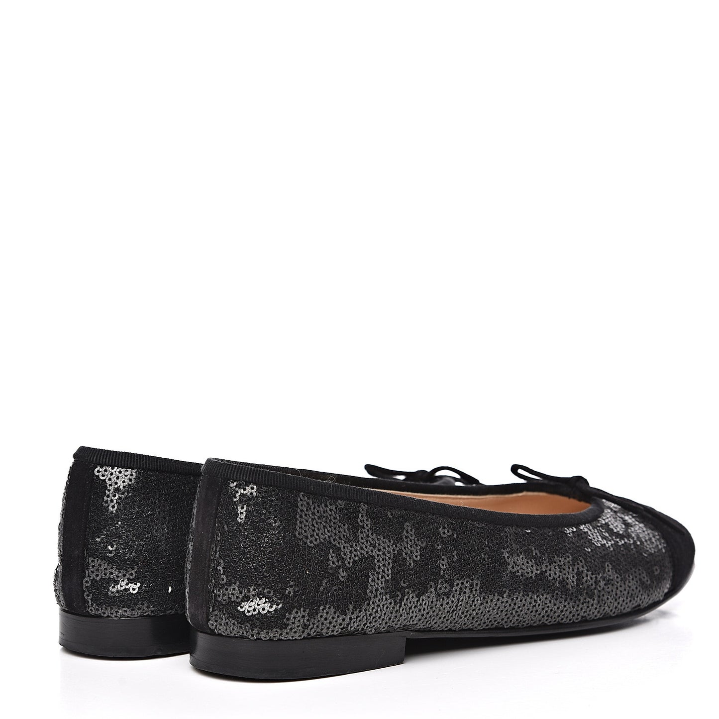 Sequin Suede Cap Toe Ballerina Flats 38 Black