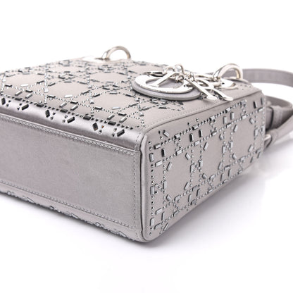 Christian Dior Satin Crystal Cannage Mini Lady Dior Gray 7 of 8