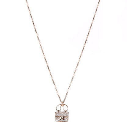 Hermes 18K Rose Gold Diamond Constance Amulette Pendant Necklace 1 of 7