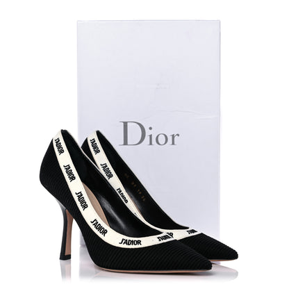 Christian Dior Technical Canvas Ribbon Embroidered J'Adior 100mm Pumps 36 Black 9 of 9
