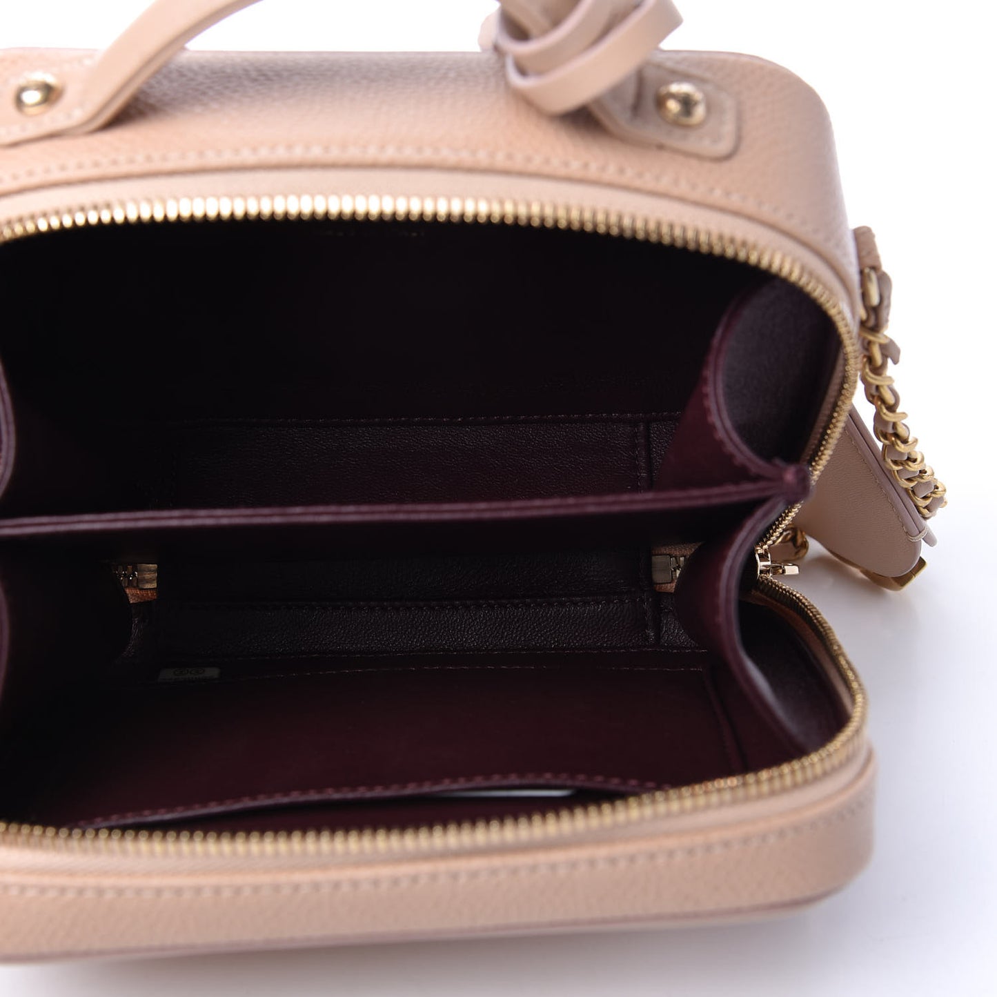 Caviar Quilted Small CC Filigree Vanity Case Beige