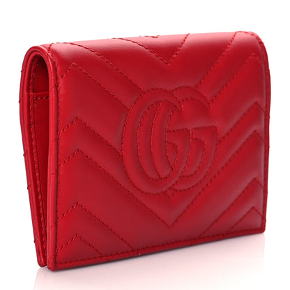 Gucci Calfskin Matelasse GG Marmont Passport Case Hibiscus Red 3 of 9