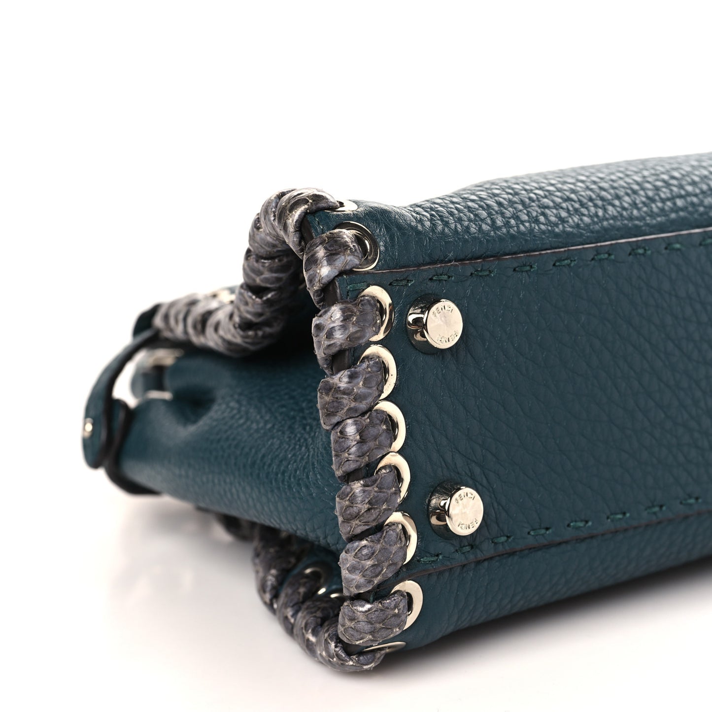 Cuoio Romano Elaphe Selleria Lace Up Bi-Color Mini Peekaboo Iconic Satchel Amazzonia