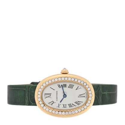 Cartier 18K Yellow Gold Alligator Diamond Bezel 24mm Baignoire Quartz Watch 2 of 4