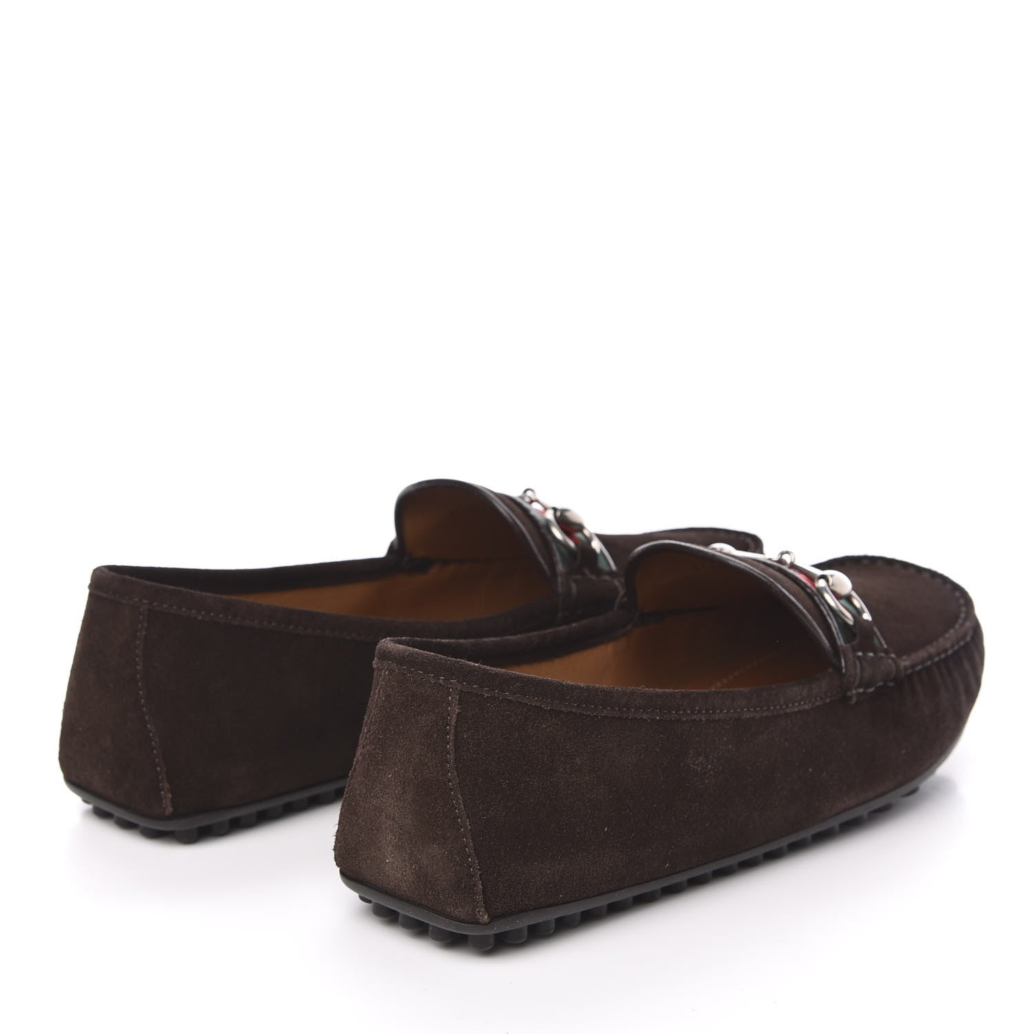 Gucci Suede Web Mens Horsebit Driver Loafers 8.5 Cocoa 4 of 10