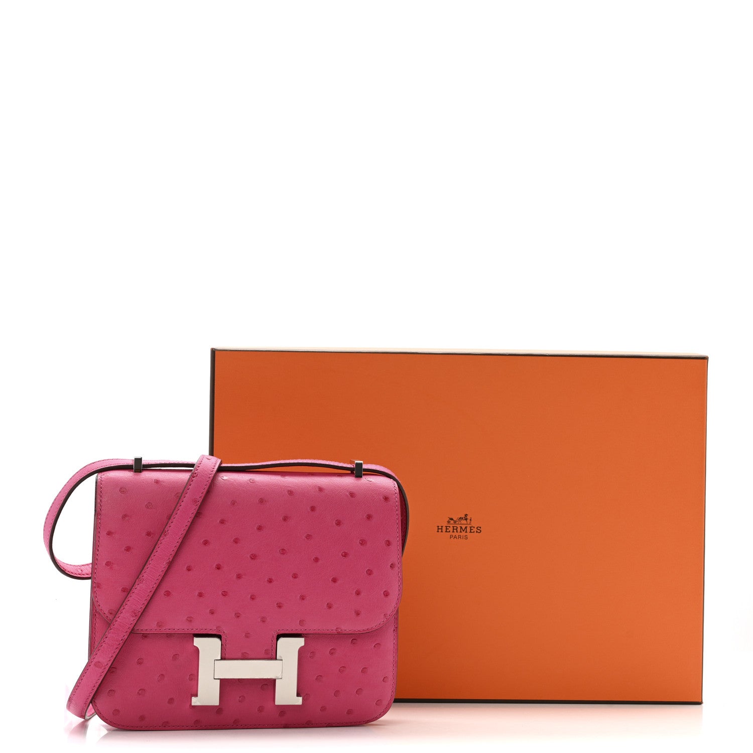 Hermes Ostrich Constance 18 Rose Tyrien 10 of 10