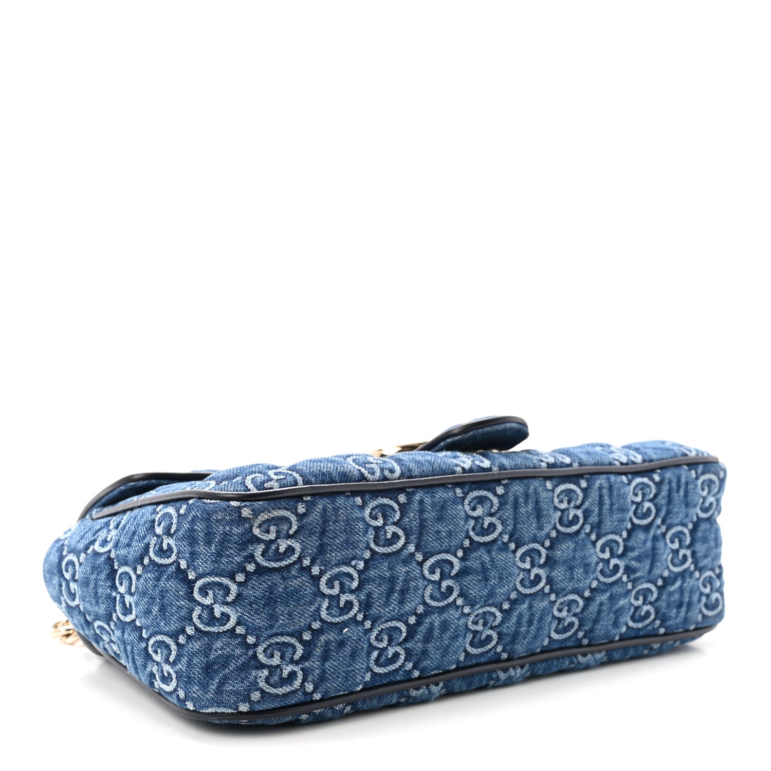Gucci Denim Matelasse Small GG Marmont Shoulder Bag Blue 4 of 10