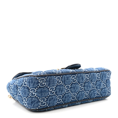 Gucci Denim Matelasse Small GG Marmont Shoulder Bag Blue 4 of 10