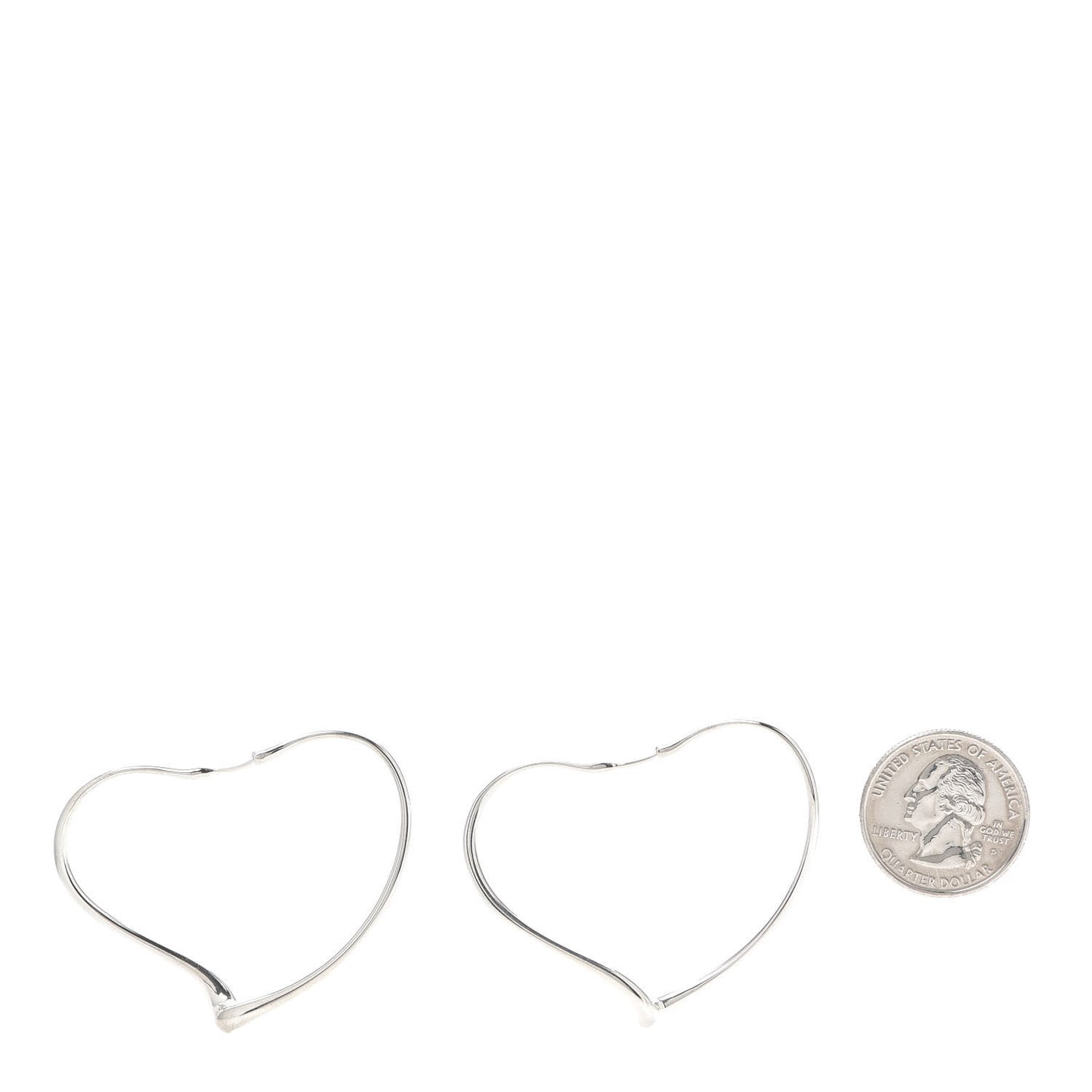 Sterling Silver Large Elsa Peretti Open Heart Hoop Earrings