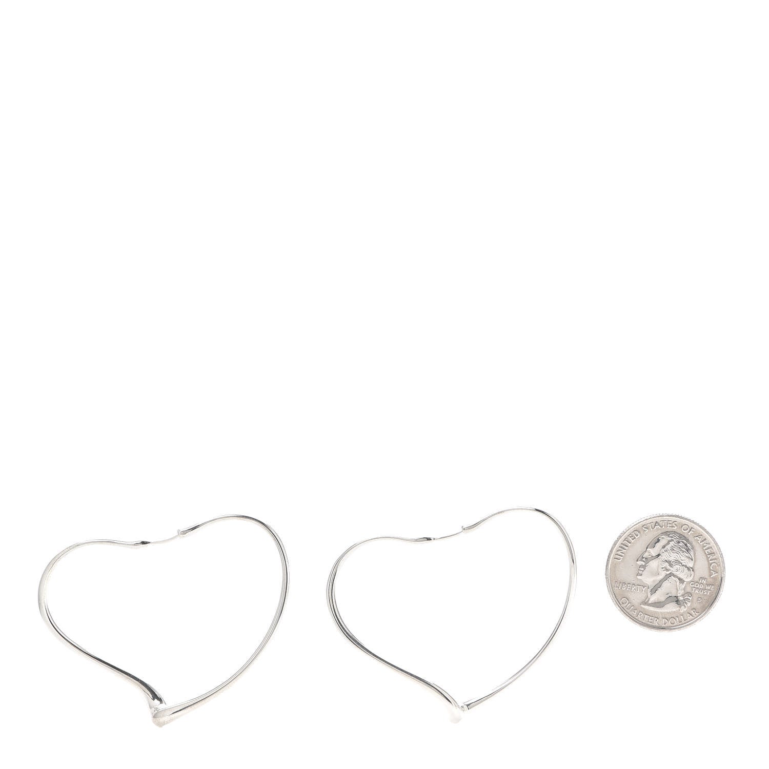 Tiffany Sterling Silver Large Elsa Peretti Open Heart Hoop Earrings 2 of 4