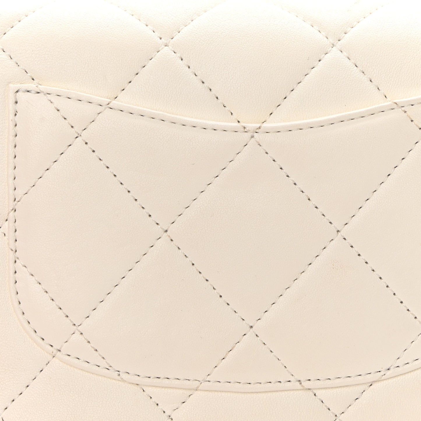 Lambskin Quilted Logo Mini Flap With Handle White