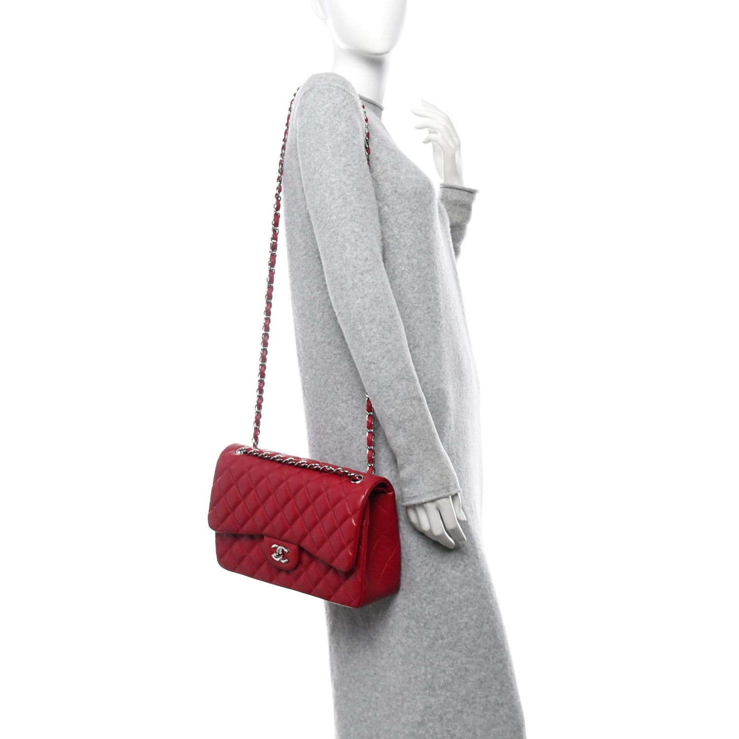 Chanel Caviar Quilted Jumbo Double Flap Dark Pink 2 of 11