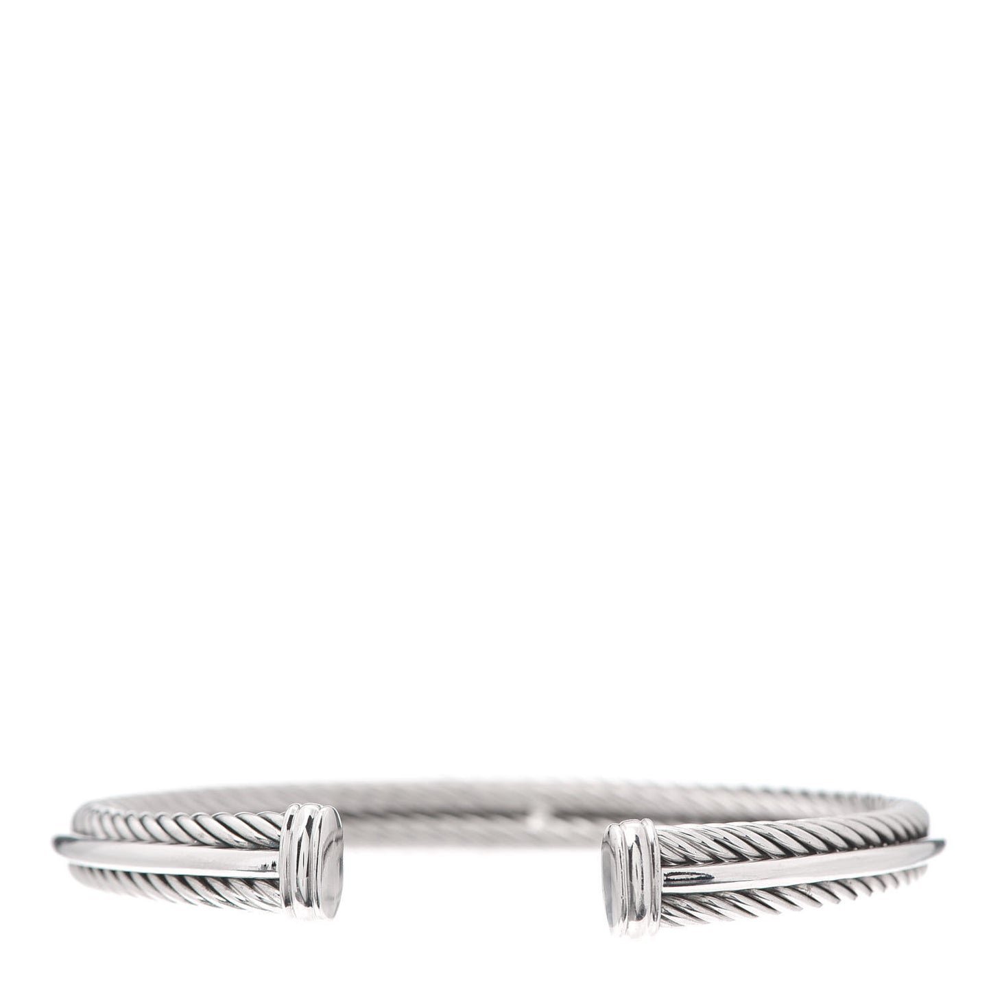 Sterling Silver 14K White Gold Diamond 7mm Cable Classics Cuff Bracelet
