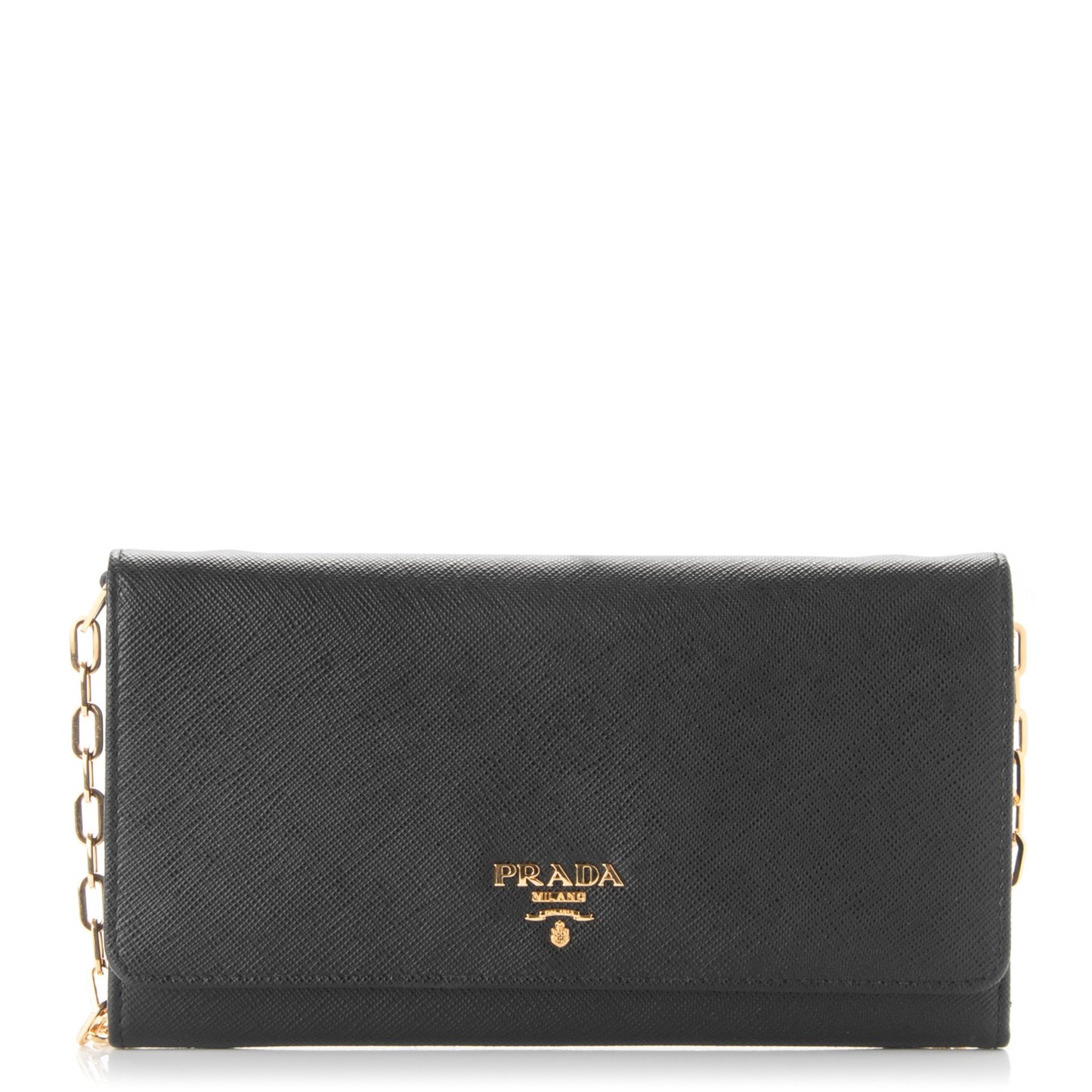 Saffiano Metal Oro Chain Wallet Nero Black