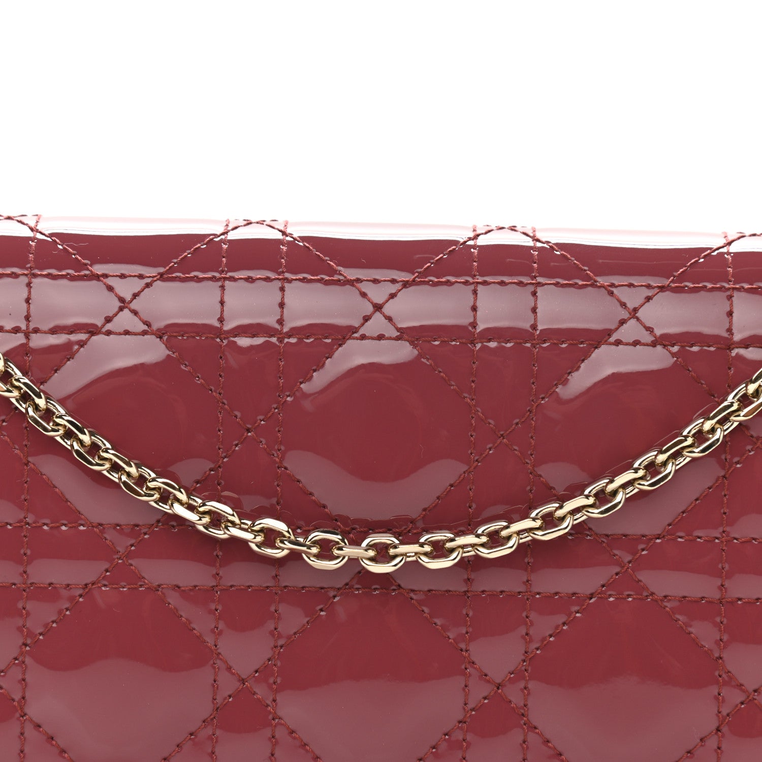 Christian Dior Patent Cannage Lady Dior Clutch Red 9 of 12