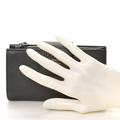 Prada Saffiano Metal Medium Wallet Grey 2 of 9