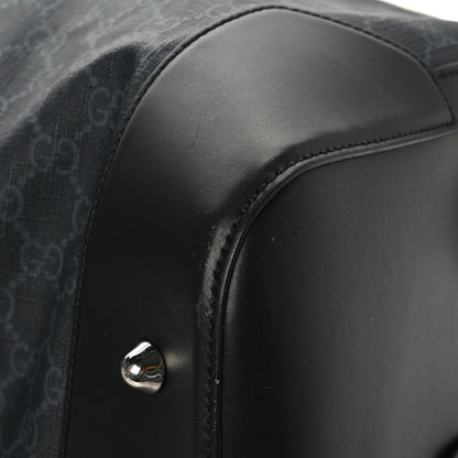 Gucci Soft GG Supreme Monogram Appia Calfskin Web Large Carry On Duffle Bag Black Grey 9 of 11