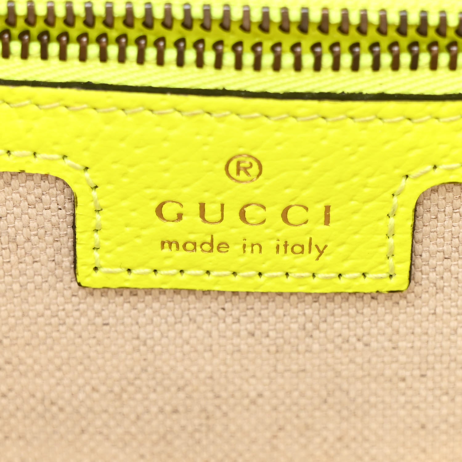 Gucci GG Supreme Monogram Textured Dollar Calfskin Web Ophidia Wristlet Shoulder Bag Beige Ebony Fluo Yellow 6 of 11
