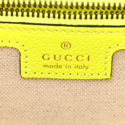 Gucci GG Supreme Monogram Textured Dollar Calfskin Web Ophidia Wristlet Shoulder Bag Beige Ebony Fluo Yellow 6 of 11