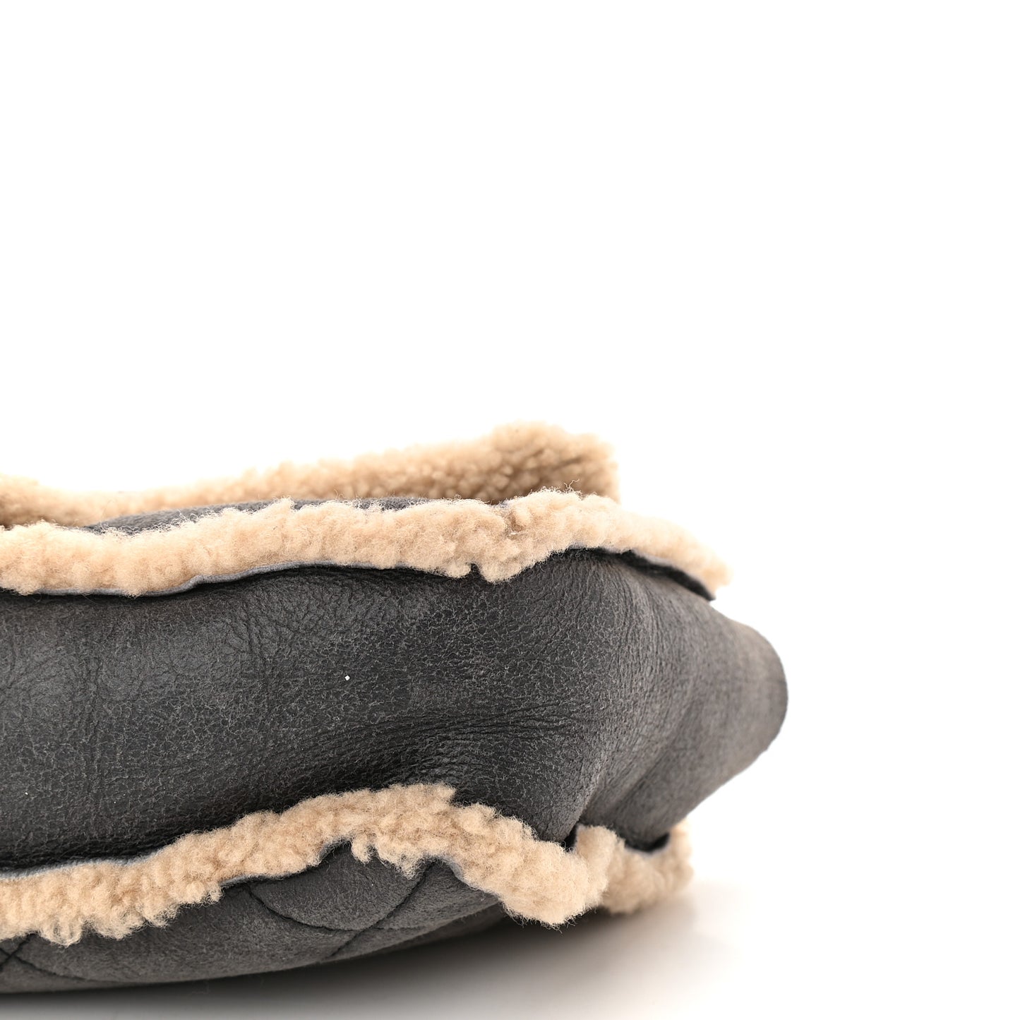Shearling Quilted Medium Single Flap Grey