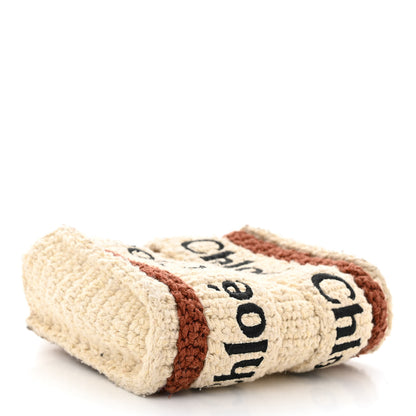 Chloe Crochet Mini Woody Ribbon Tote White Brown 4 of 10