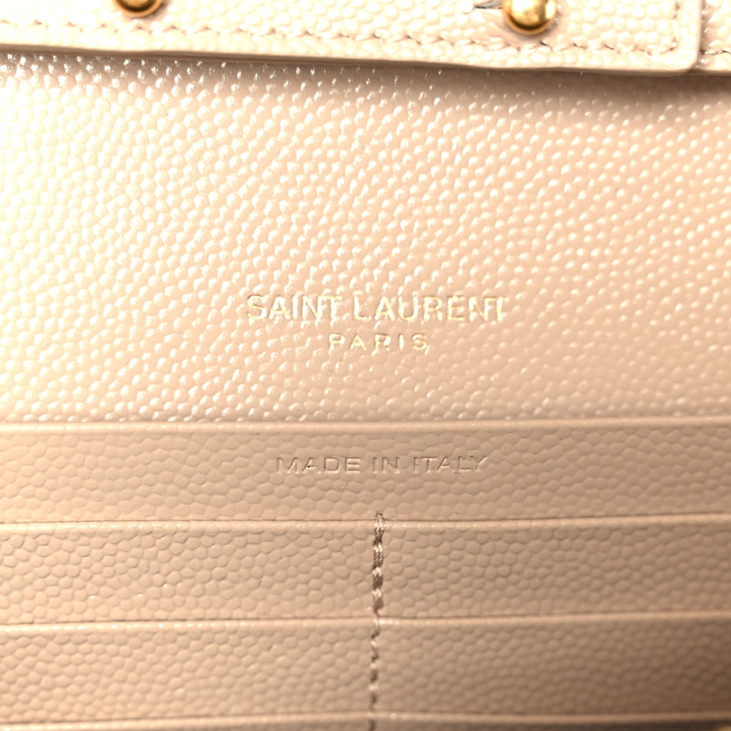 Saint Laurent Grain De Poudre Mixed Matelasse Triquilt Monogram Chain Wallet Dark Beige 6 of 10