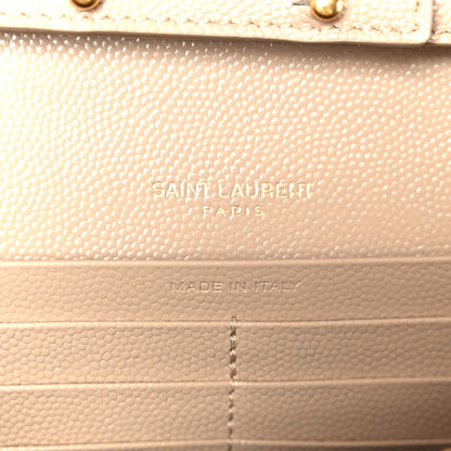Saint Laurent Grain De Poudre Mixed Matelasse Triquilt Monogram Chain Wallet Dark Beige 6 of 10