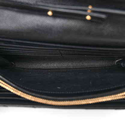 Saint Laurent Grain De Poudre Matelasse Chevron Monogram Chain Wallet Black 11 of 11