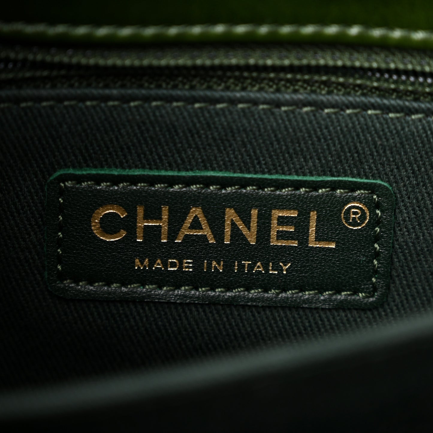 Calfskin Chevron Quilted Mini Coco Handle Flap Green