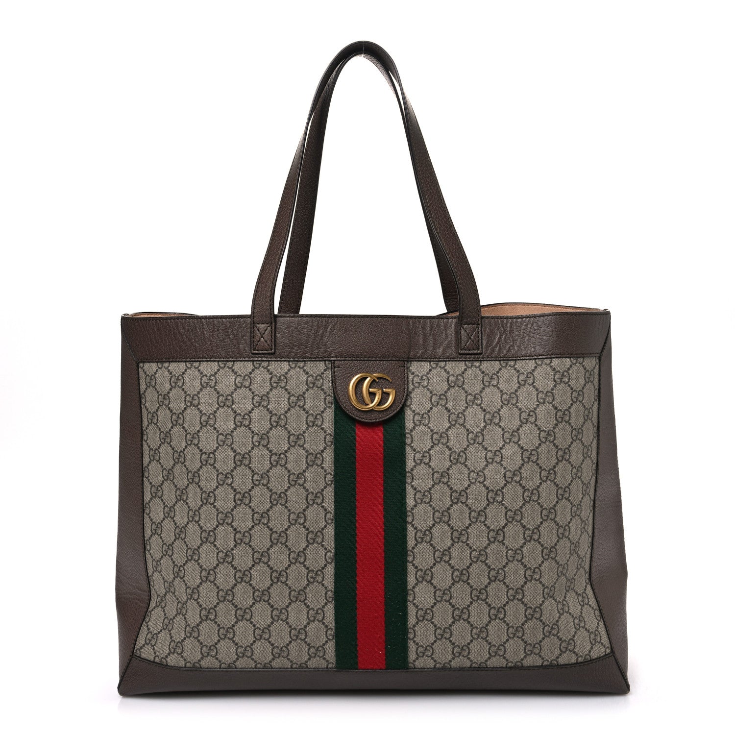 Gucci Gg Supreme Monogram Web Ophidia Tote Brown 1 of 12