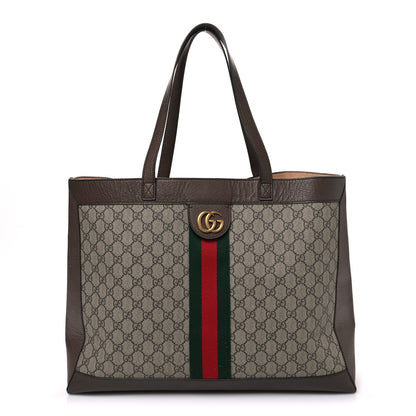 Gucci Gg Supreme Monogram Web Ophidia Tote Brown 1 of 12