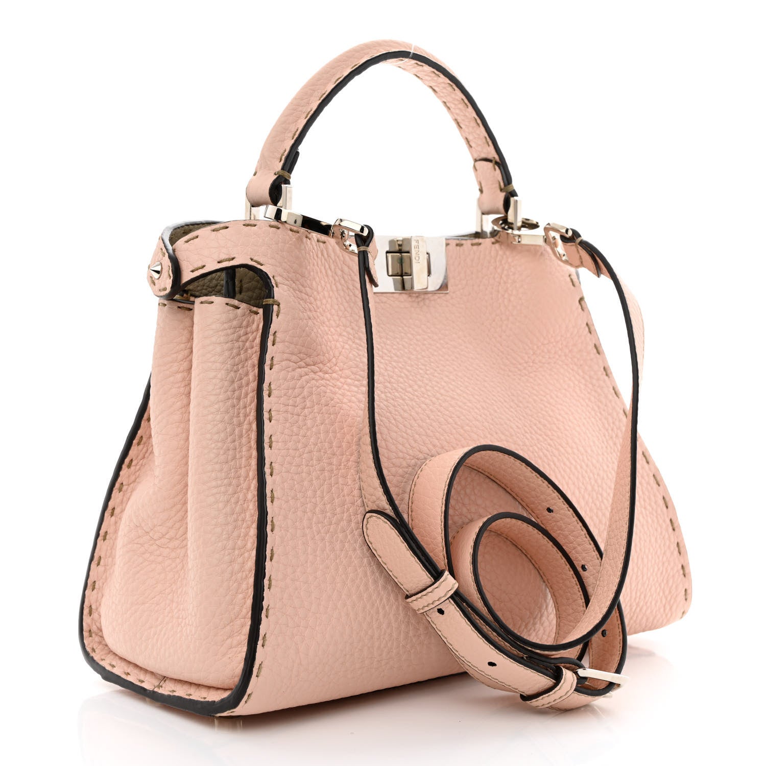 Fendi Cuoio Romano Selleria Bi-Color Medium Peekaboo Iconic Essentially Satchel Cipria Latte 3 of 11