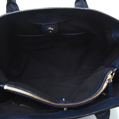 Burberry Grainy Calfskin House Check Large Banner Tote Ink Blue 5 of 10