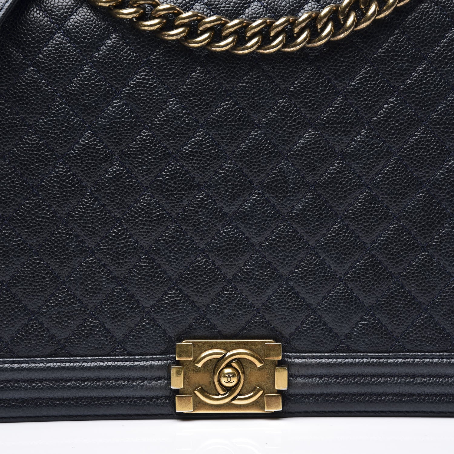 Chanel Caviar Quilted Large Boy Flap Blue 11 of 12