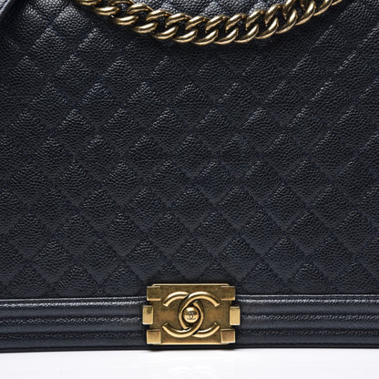 Chanel Caviar Quilted Large Boy Flap Blue 11 of 12