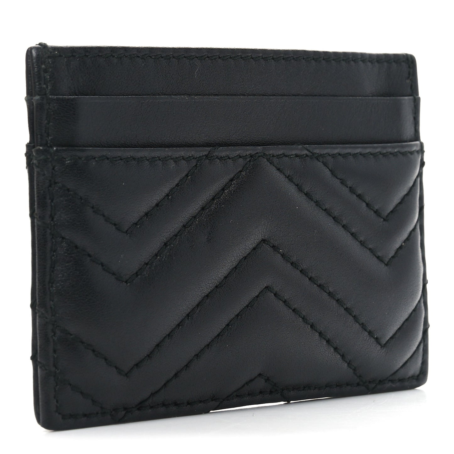 Calfskin Matelasse GG Marmont Card Holder Black