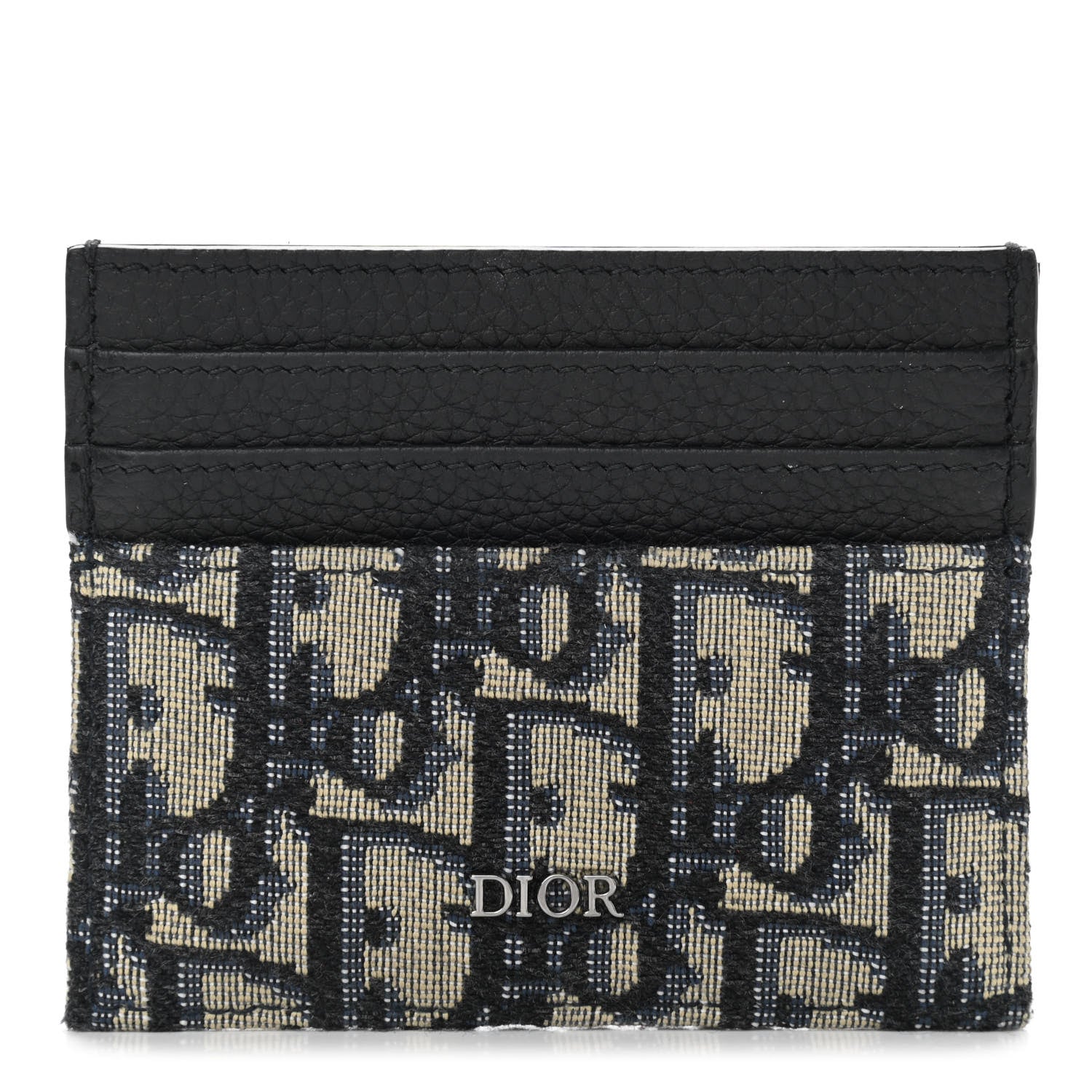 Christian Dior Grained Calfskin Oblique Card Holder Black 1 of 7