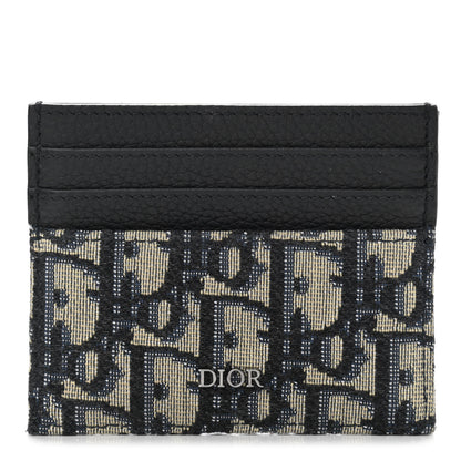 Christian Dior Grained Calfskin Oblique Card Holder Black 1 of 7
