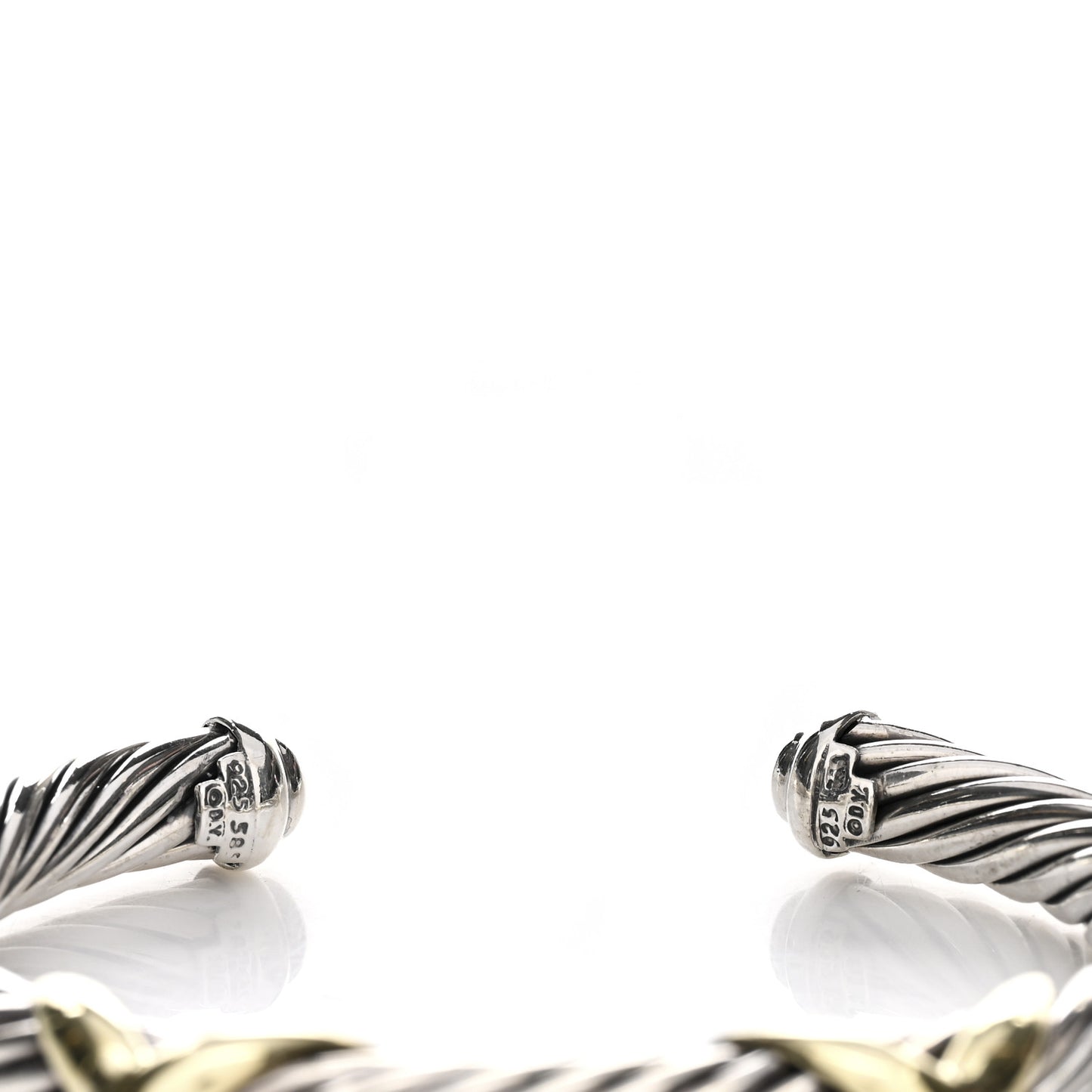 Sterling Silver 14K Yellow Gold 7mm Double X Cable Bracelet