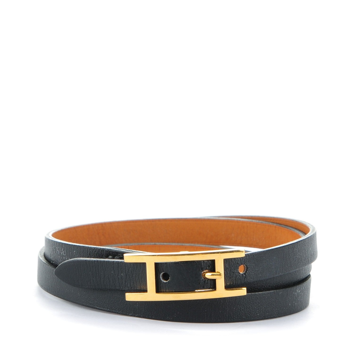 Hermes Chamonix Hapi 3 MM Triple Tour Wrap Bracelet M Black 1 of 8