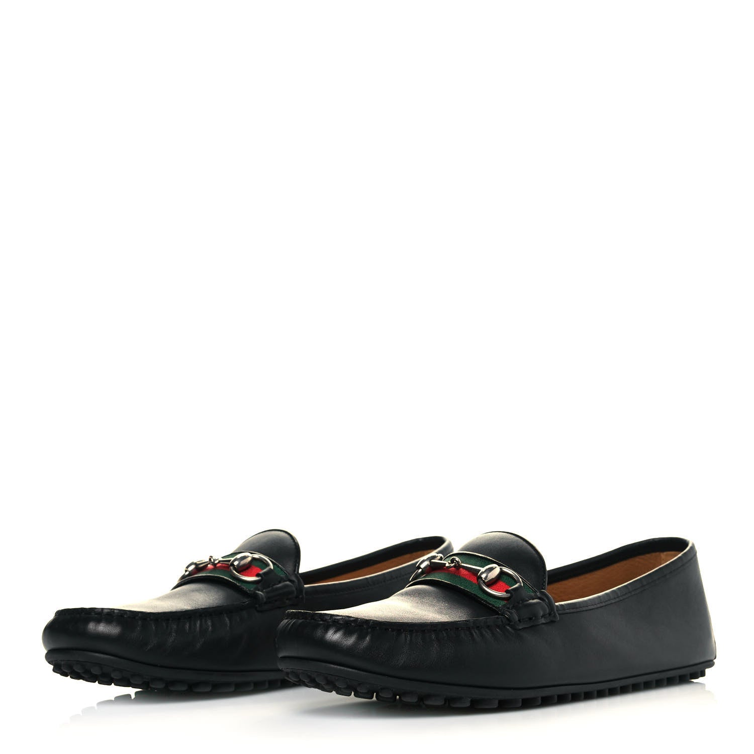 Gucci Miro Soft Calfskin Web Mens Horsebit Driver Loafers 9 Black 3 of 8