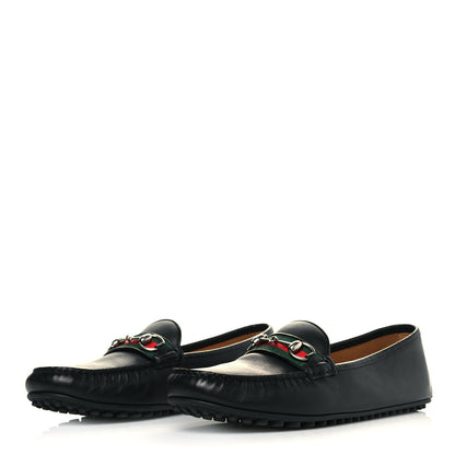 Gucci Miro Soft Calfskin Web Mens Horsebit Driver Loafers 9 Black 3 of 8