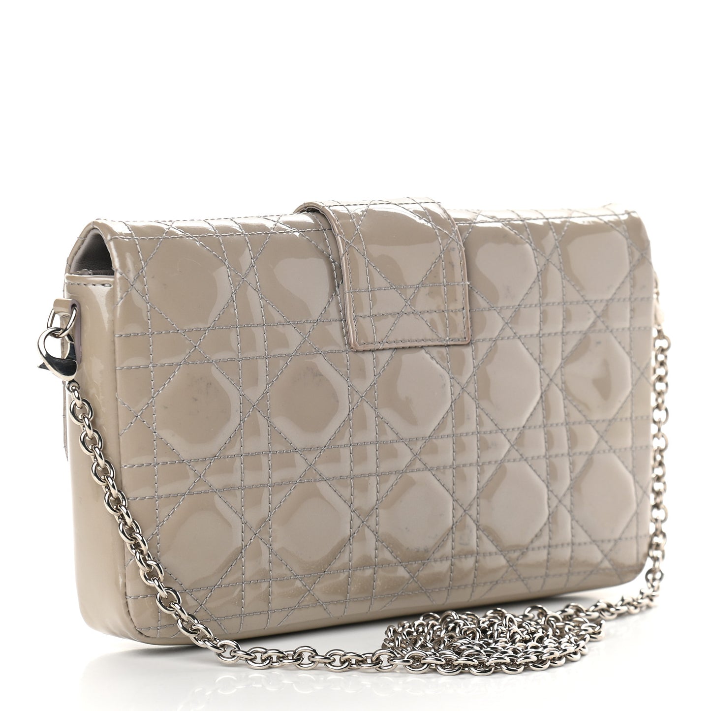 Patent Cannage Miss Dior Promenade Pouch Grey