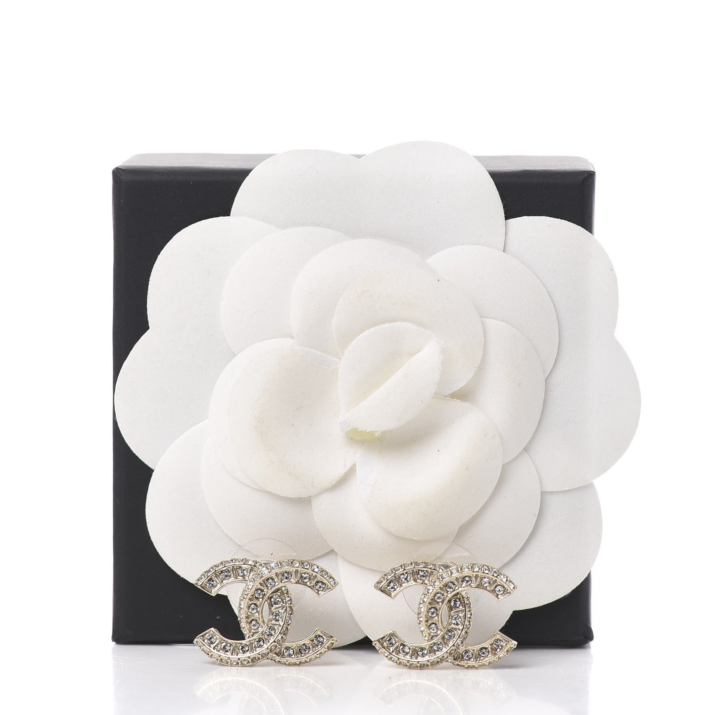 Crystal Timeless CC Earrings Light Gold