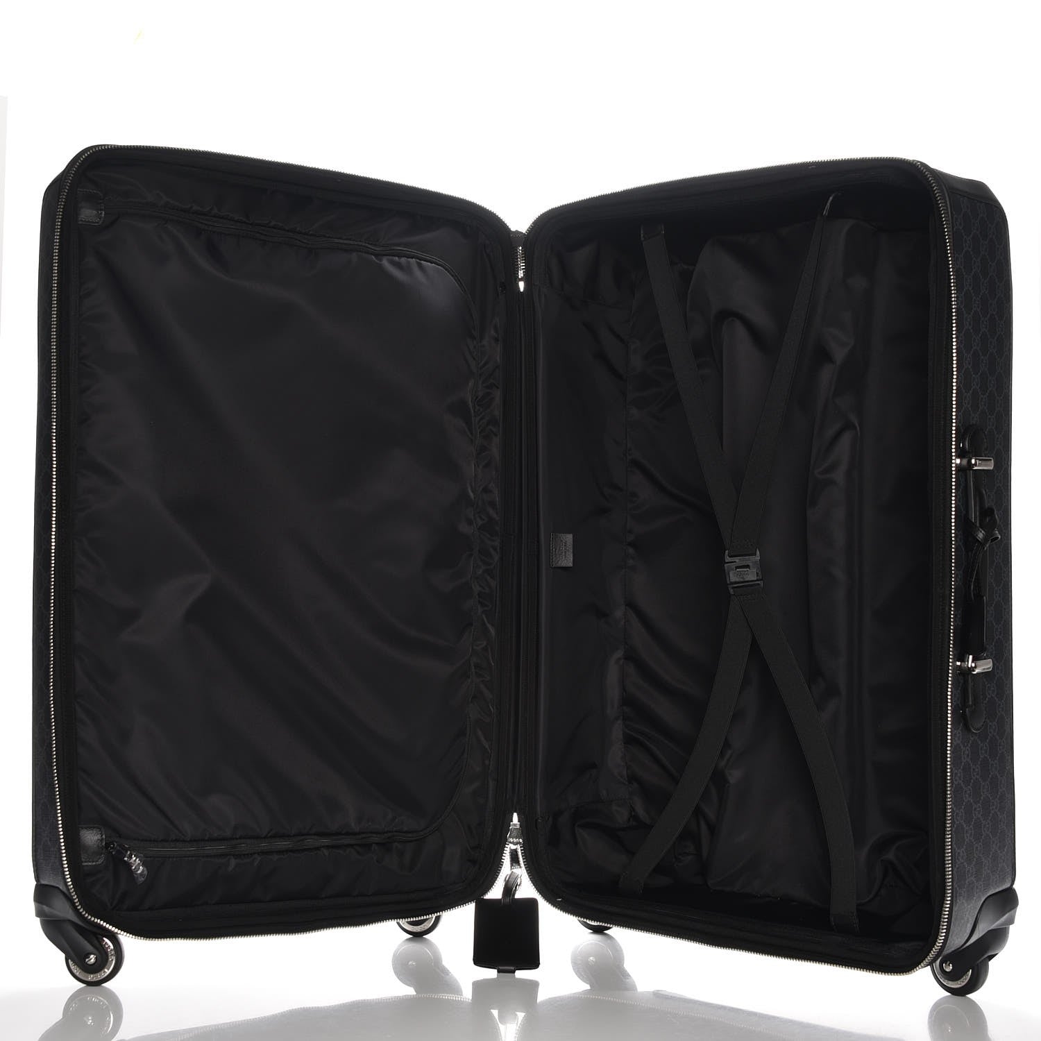 Gucci GG Supreme Monogram Large Four Wheel Suitcase Black Grey 5 of 7