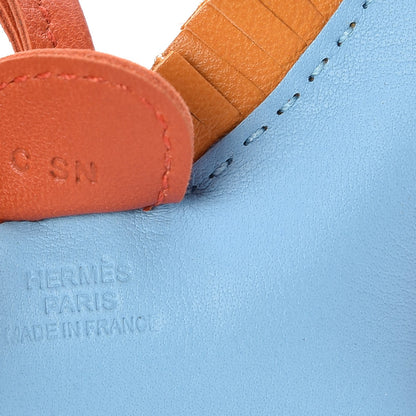 Hermes Milo Lambskin Grigri Rodeo Horse Bag Charm PM Celeste Naturel Bouton D'Or Cornaline 3 of 4