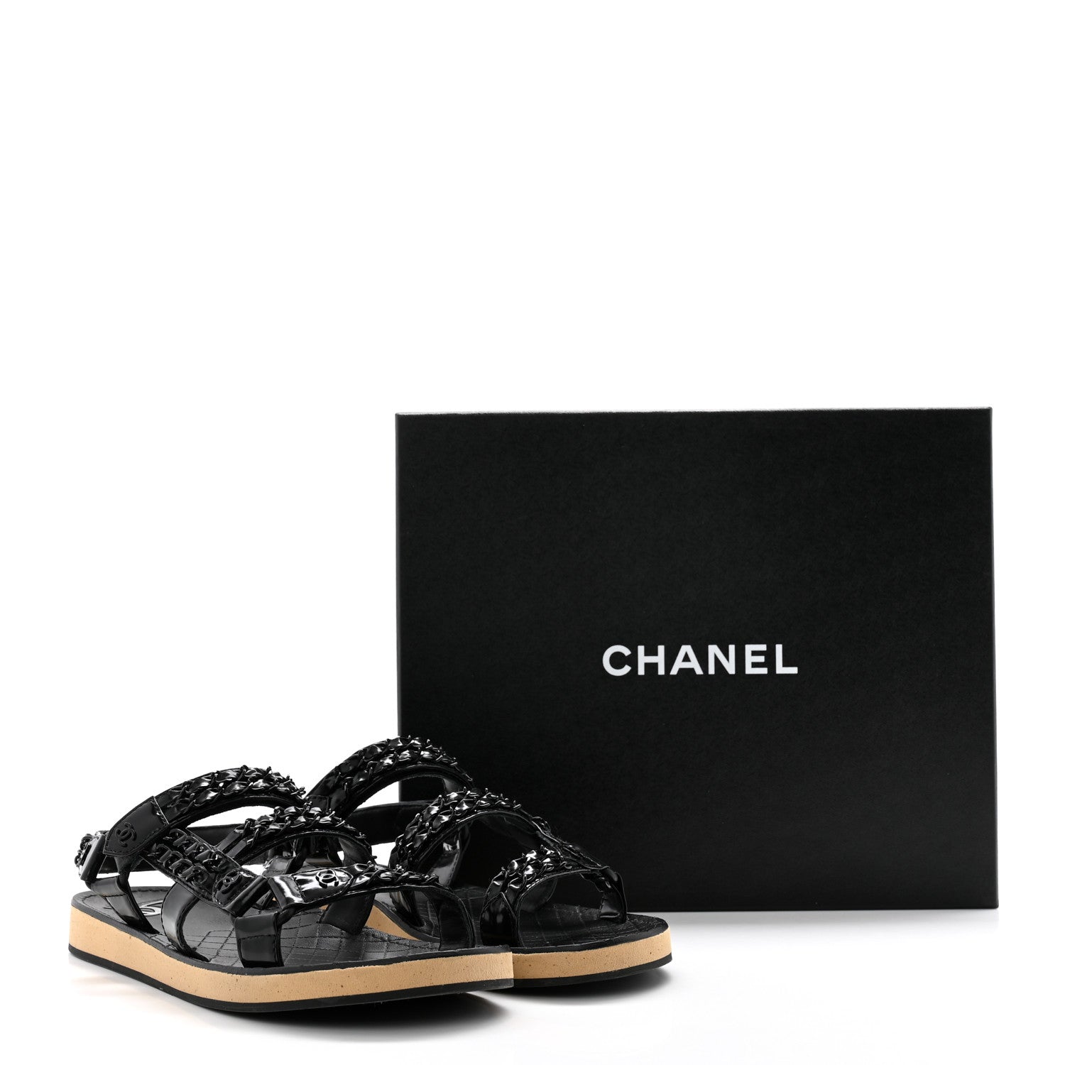 Chanel Lambskin Chain Sandals 39.5 Black 9 of 9