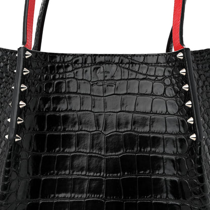 Christian Louboutin Crocodile Embossed Calfskin Spiked Small Cabarock Shopper Tote Black 7 of 15
